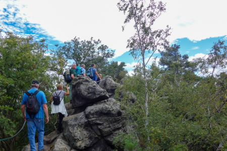 Unsere Wandergruppe auf dem Kammweg der Teufelsmauer